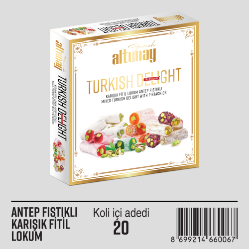 Antep Fıstıklı Karışık Fitil Lokum
